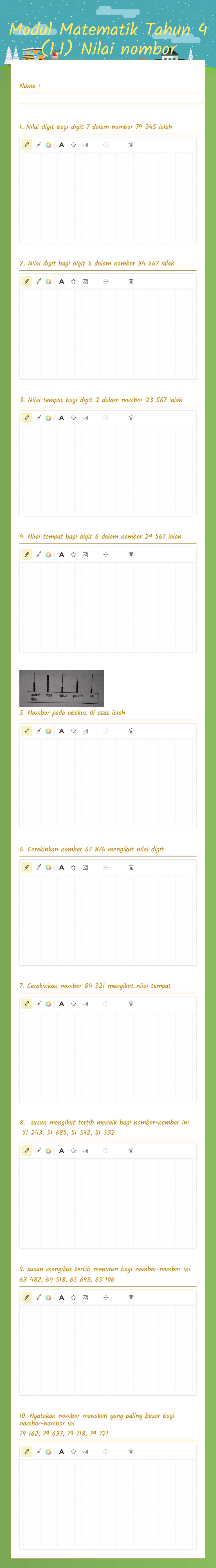 Modul           
 Matematik        
  Tahun 4              
(1.1) Nilai nombor worksheet preview image