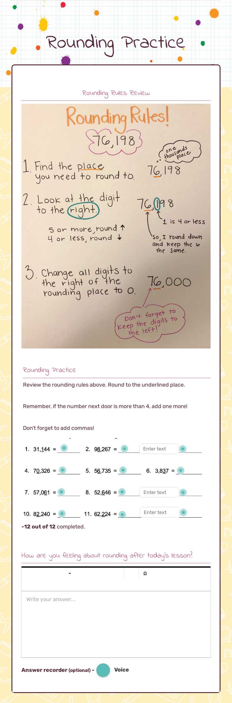 Rounding Practice Grade 4 worksheet preview