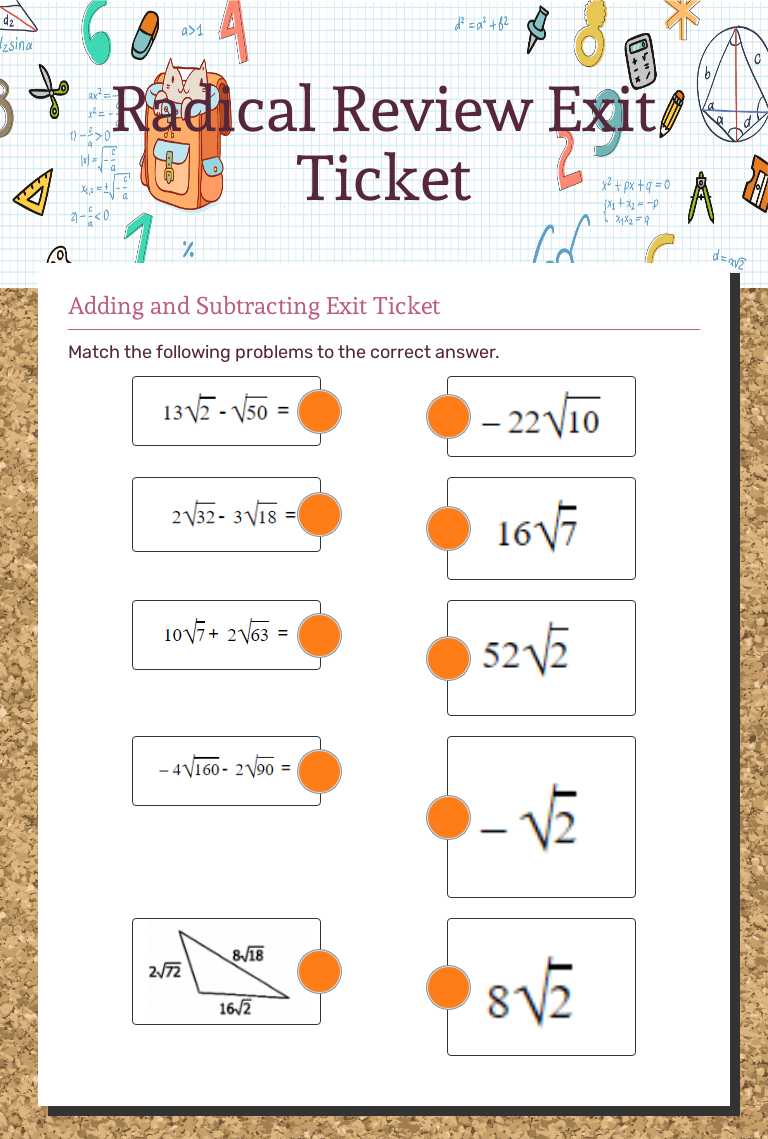 Radical Review        Exit Ticket worksheet preview image