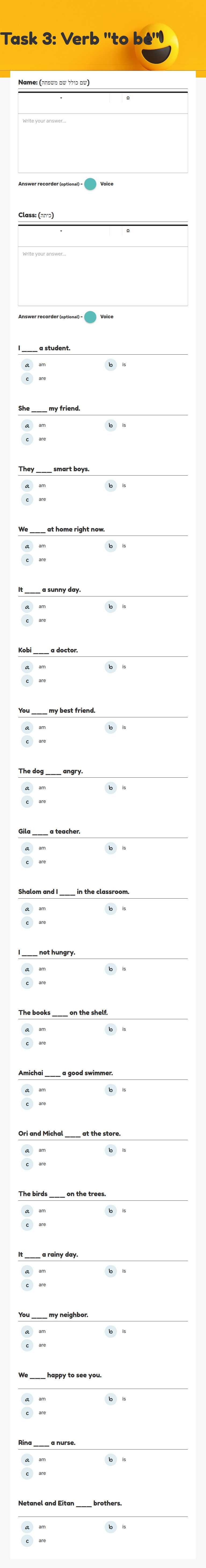 Task 3: Verb "to be" worksheet preview image