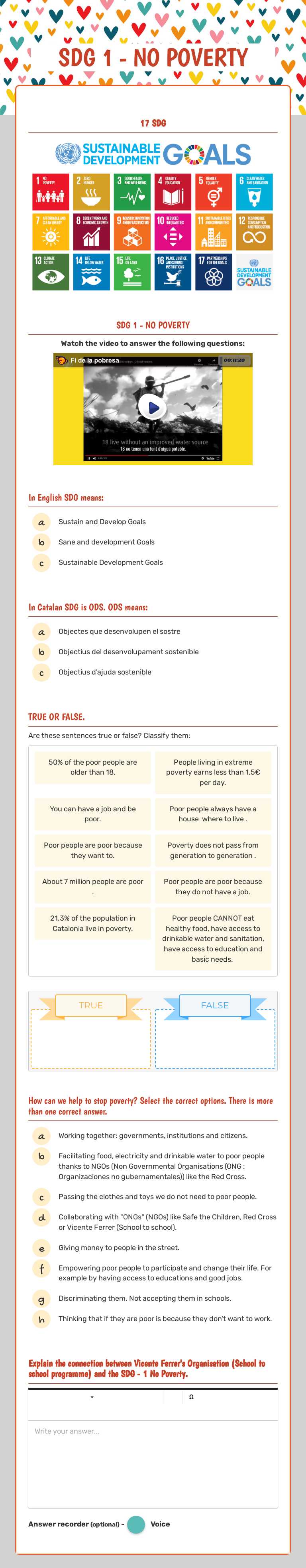 SDG 1 - NO POVERTY worksheet preview image