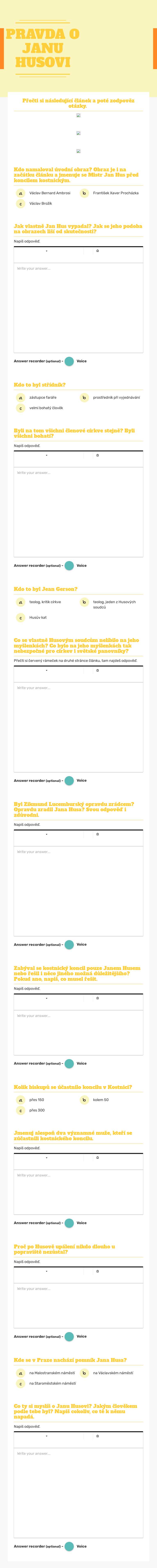 PRAVDA O JANU HUSOVI worksheet preview image