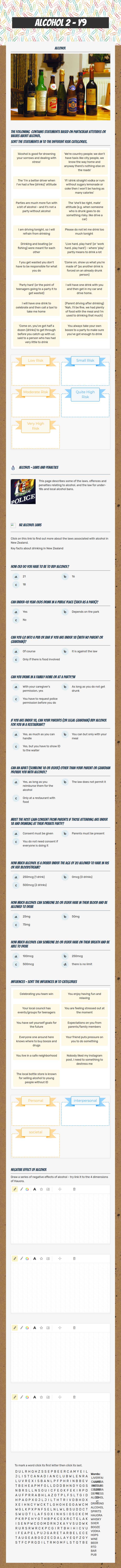 Alcohol 2 - y9 worksheet preview