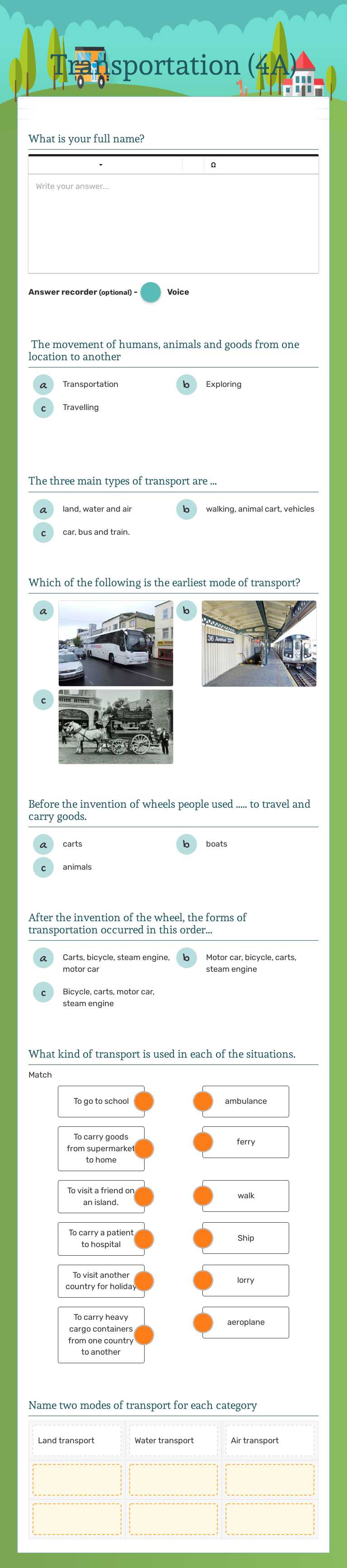 Transportation (4A) worksheet preview image