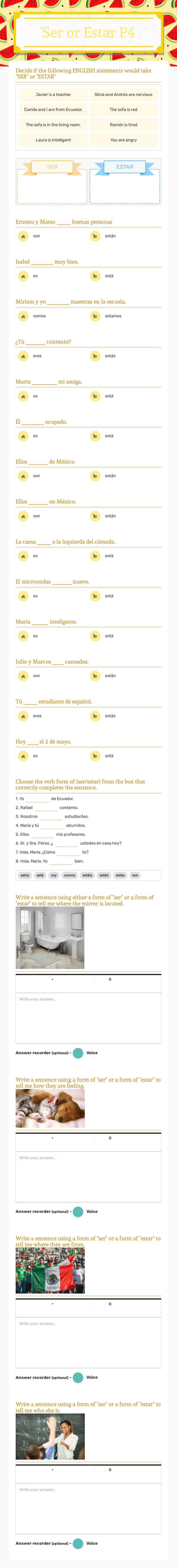 Ser or Estar
P4 Grade 10 worksheet preview