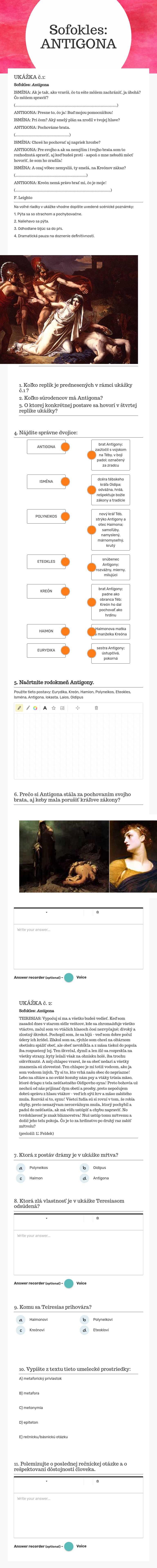 Sofokles:
ANTIGONA worksheet preview image