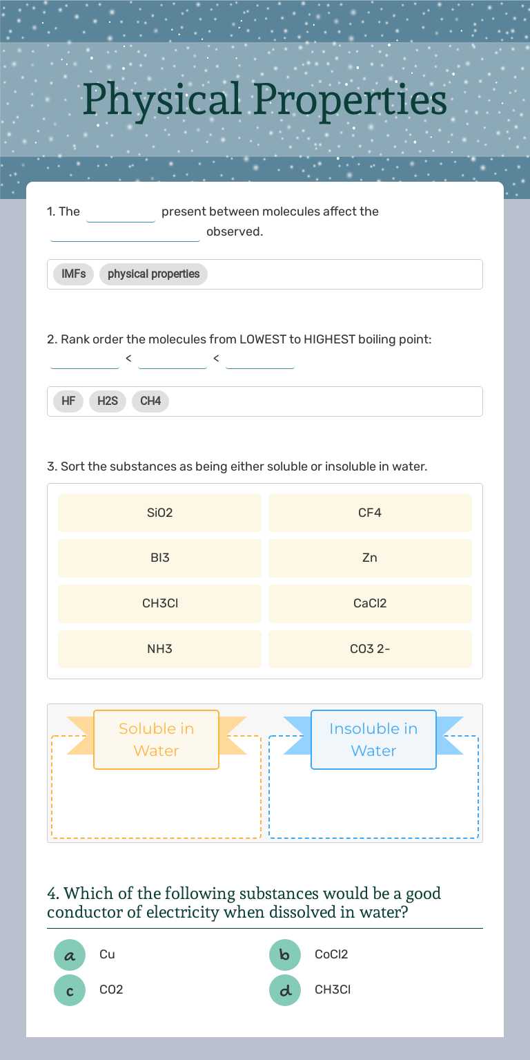 Physical Properties worksheet preview image