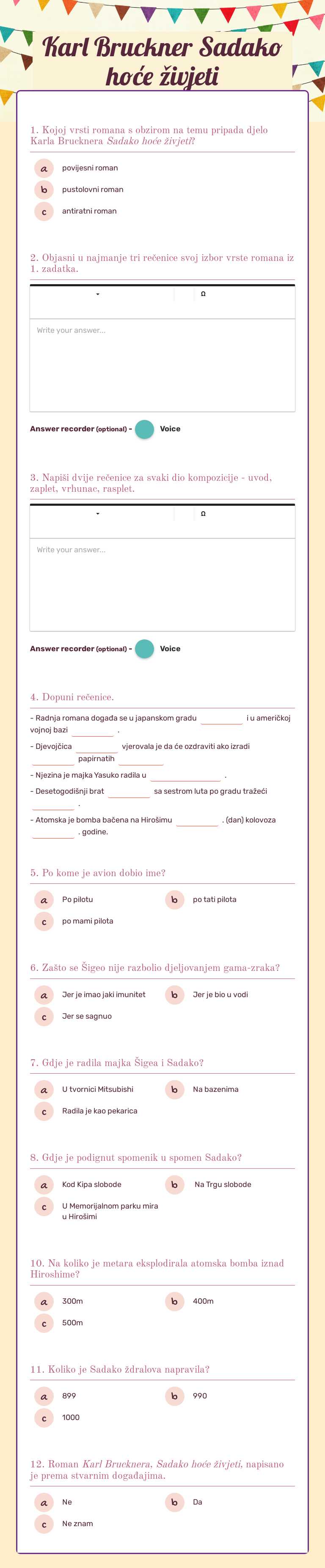 Karl Bruckner                     Sadako hoće živjeti worksheet preview image