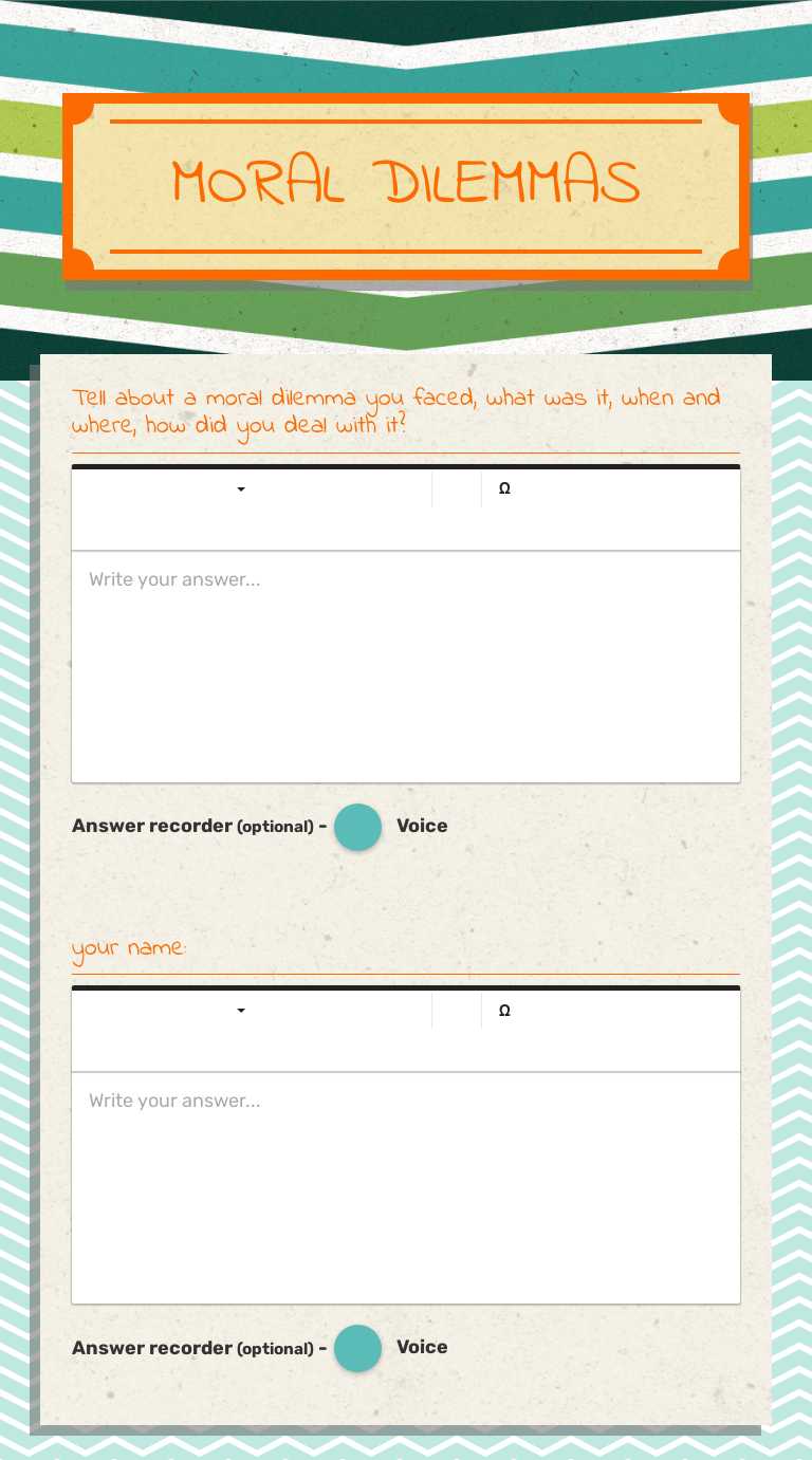 MORAL DILEMMAS worksheet preview image