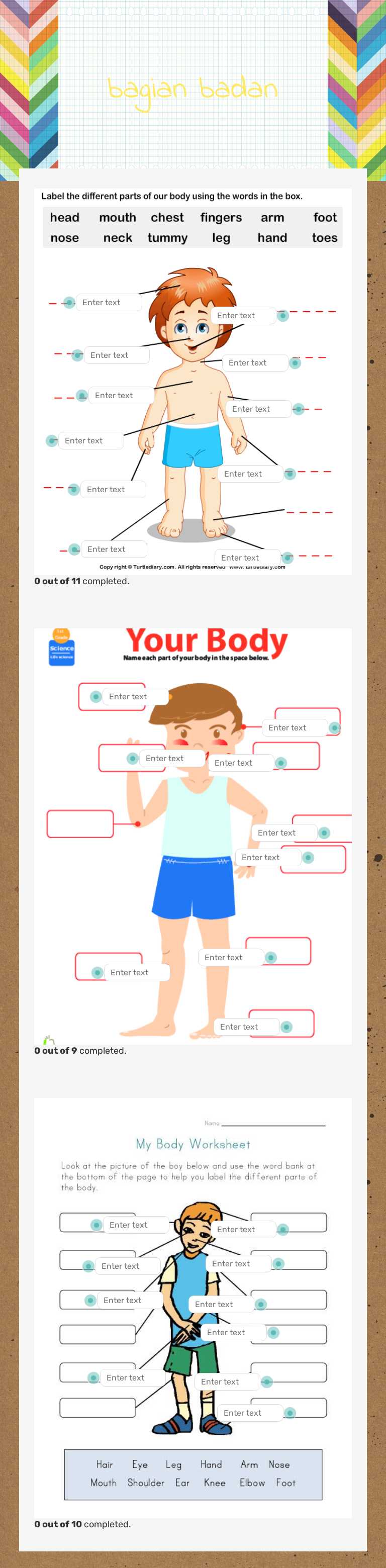 bagian badan worksheet preview image