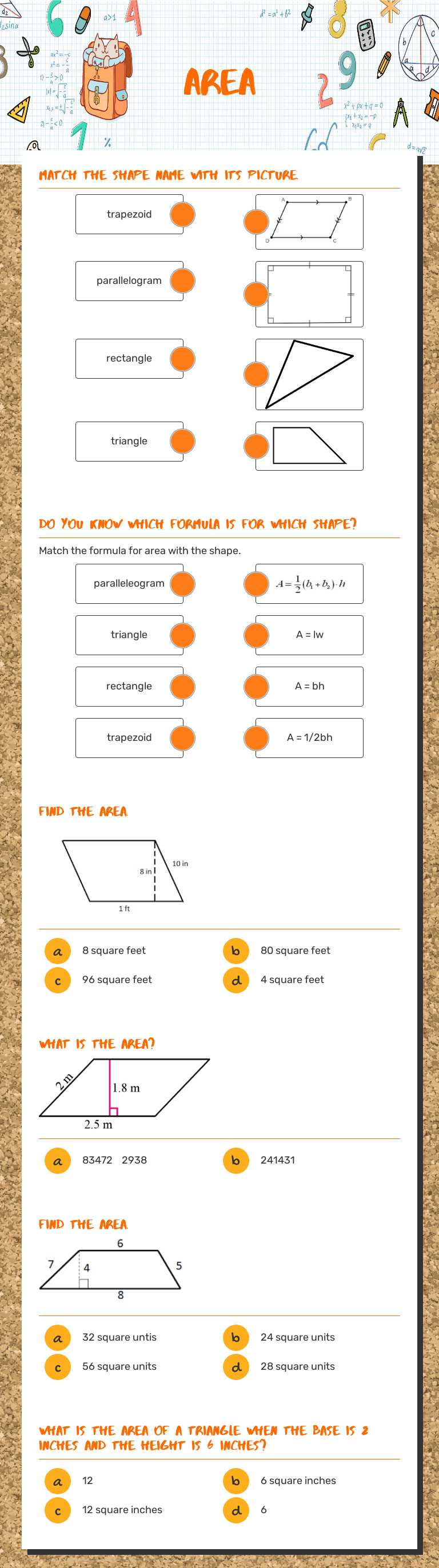 Area worksheet preview image