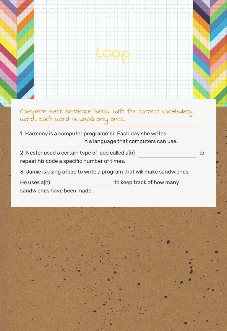 Loop worksheet preview image