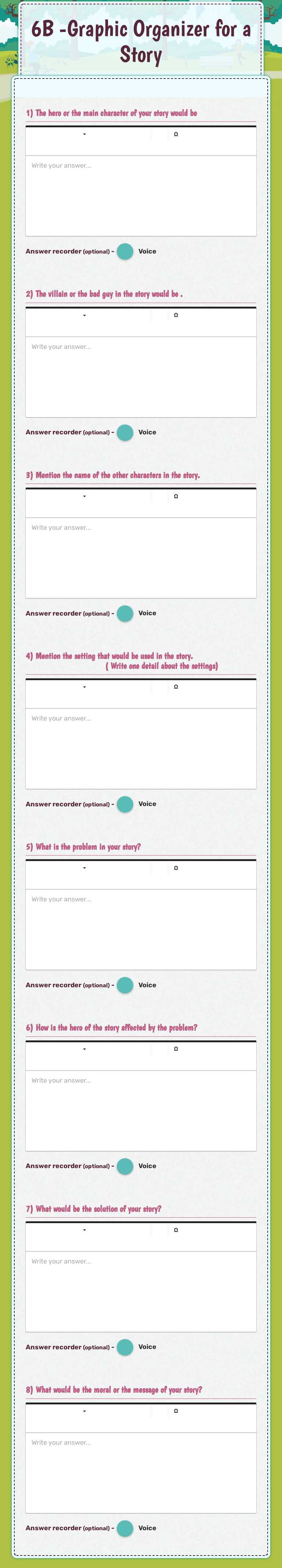 6B -Graphic Organizer for a Story Grade 3 worksheet preview