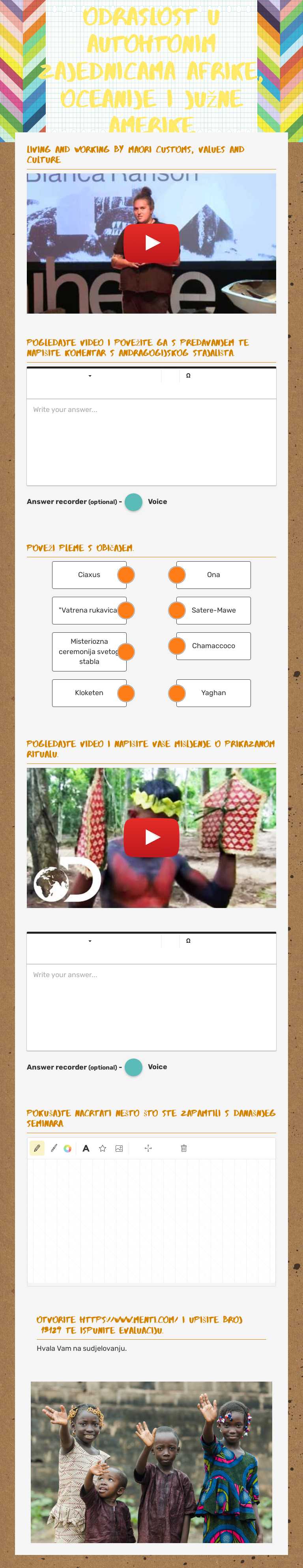 odraslost u autohtonim zajednicama afrike, oceanije i južne amerike worksheet preview image