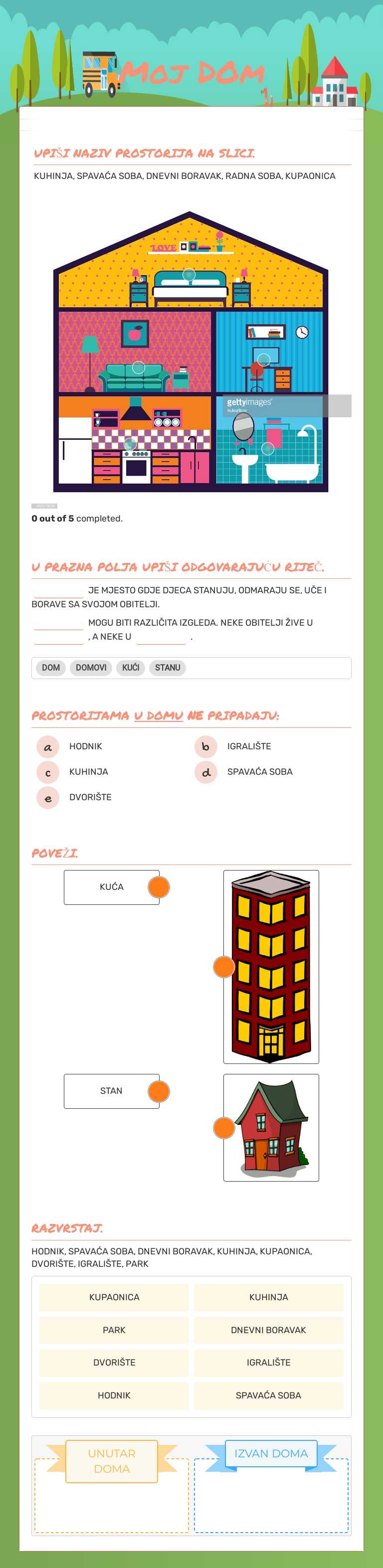 Moj DOm worksheet preview