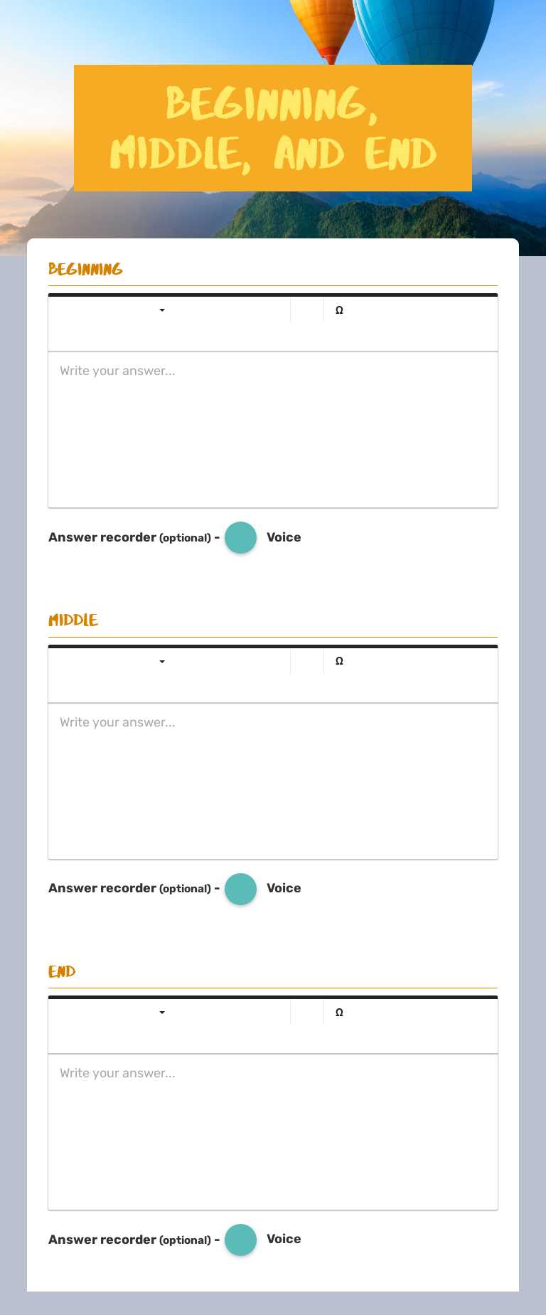 Beginning, Middle, and End Grade 2 worksheet preview