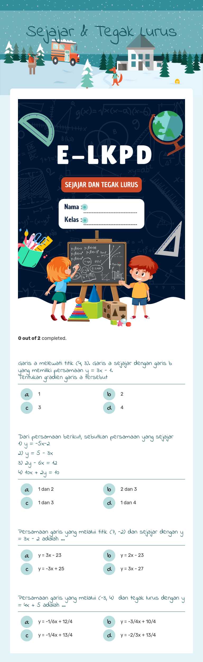 Sejajar &
Tegak Lurus worksheet preview image