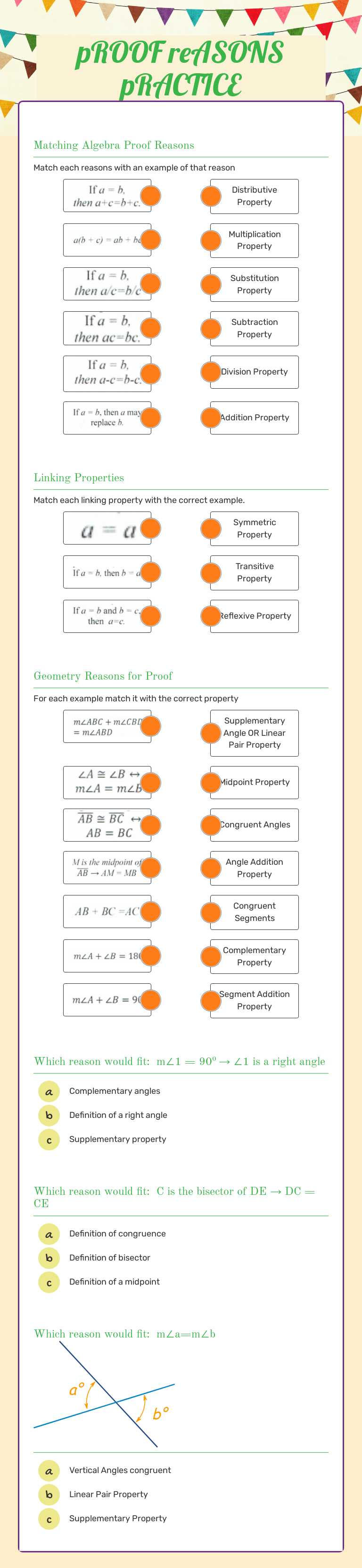 pROOF reASONS pRACTICE worksheet preview image
