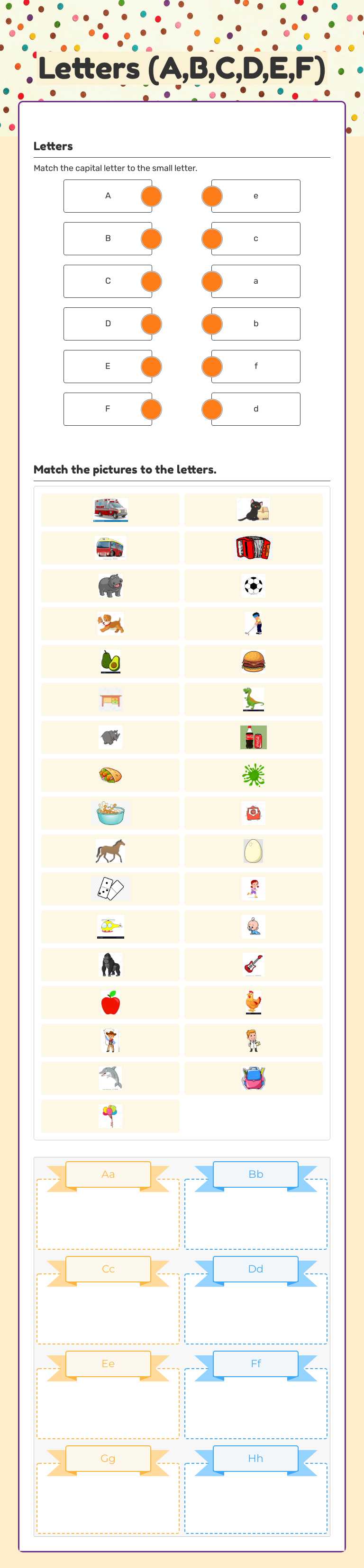 Letters (A,B,C,D,E,F) Grade 3 worksheet preview