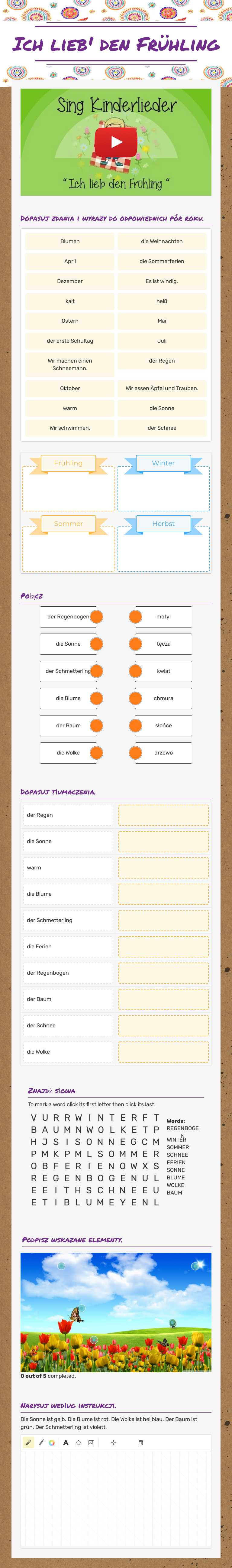 Ich lieb' den Frühling worksheet preview image