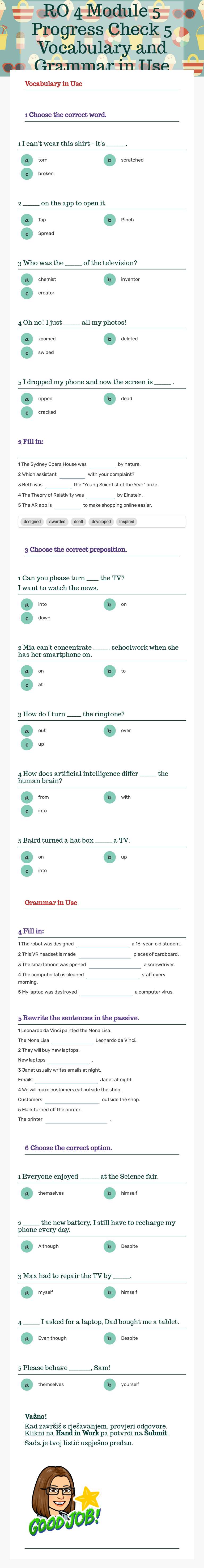 RO 4 Module 5 Progress Check 5 Vocabulary and Grammar in Use worksheet preview image