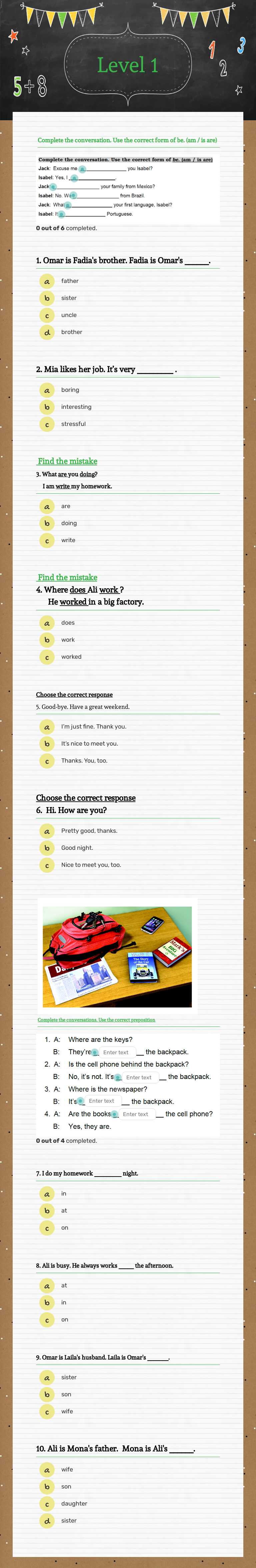 Level 1 worksheet preview image