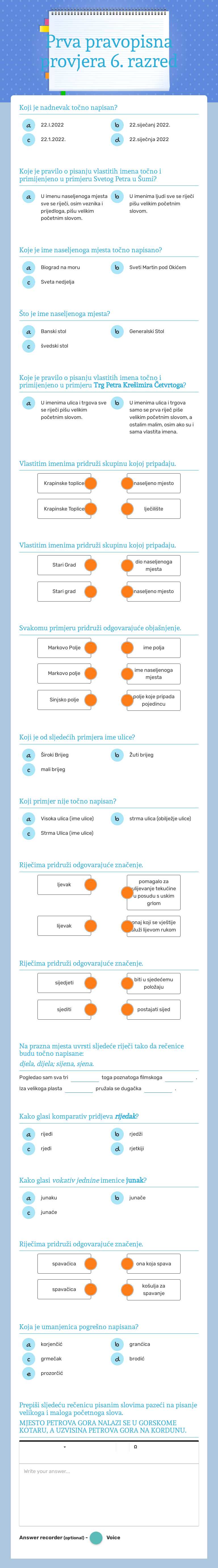 Prva pravopisna provjera 6. razred worksheet preview image