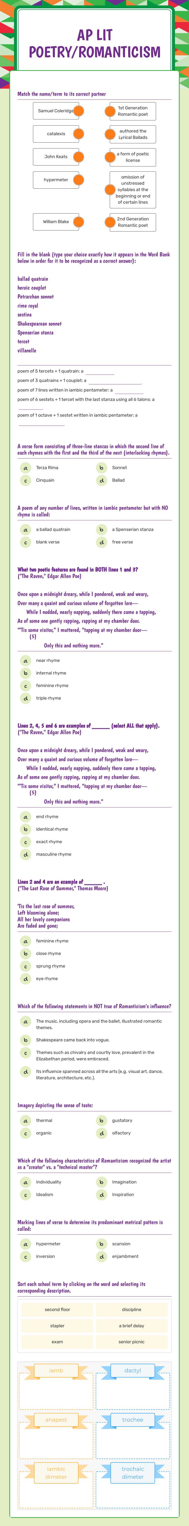 AP LIT
Poetry/Romanticism worksheet preview image