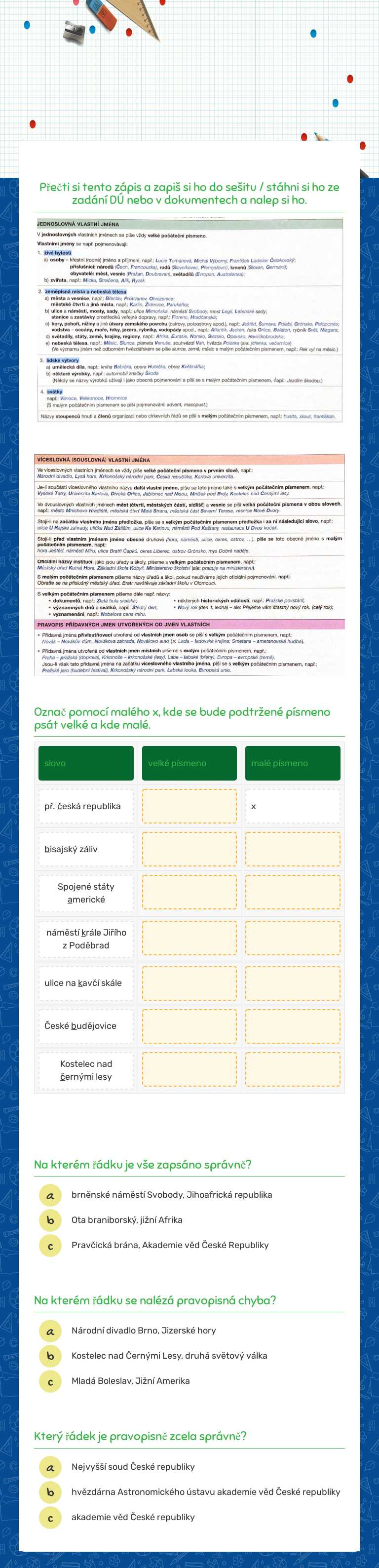 VELKÁ PÍSMENA worksheet preview image
