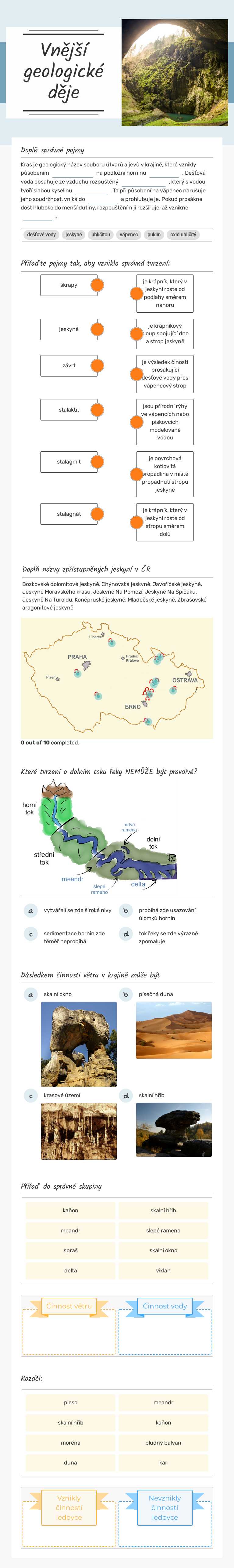 Vnější geologické děje worksheet preview image