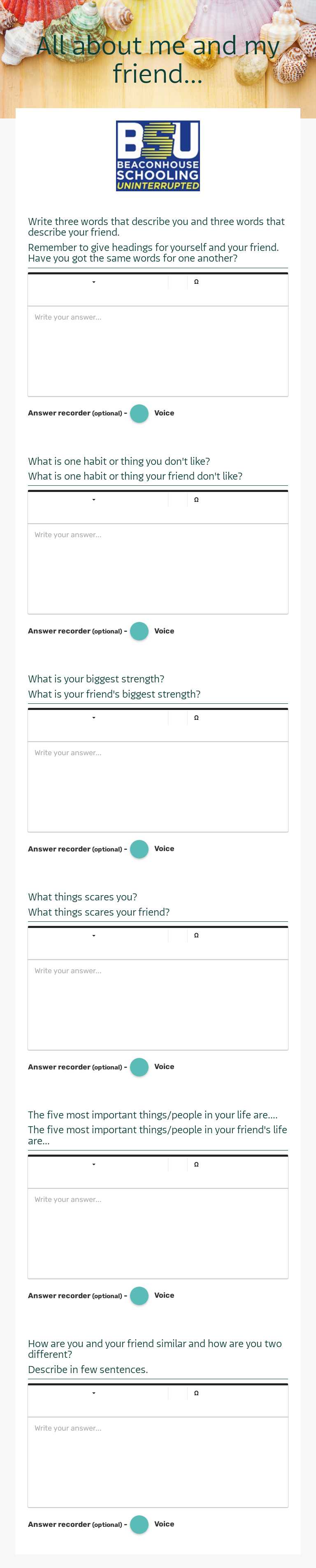 All about me and my friend... Grade 1 worksheet preview