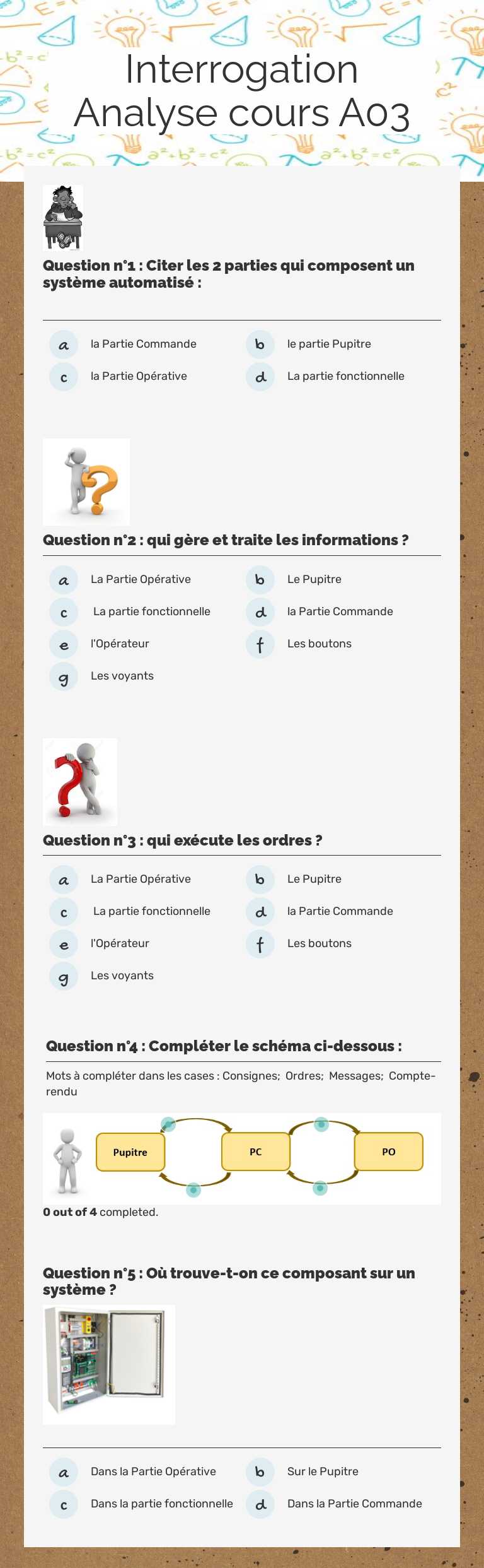 Interrogation Analyse cours A04 worksheet preview image