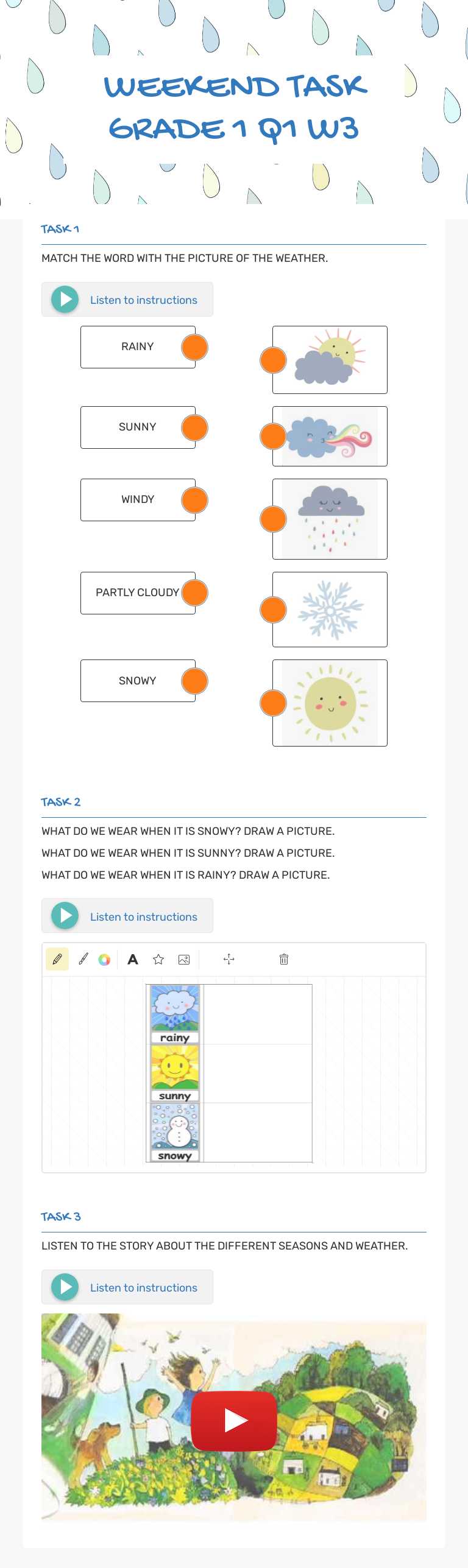 WEEKEND TASK GRADE 1 Q1 W3 Grade 1 worksheet preview
