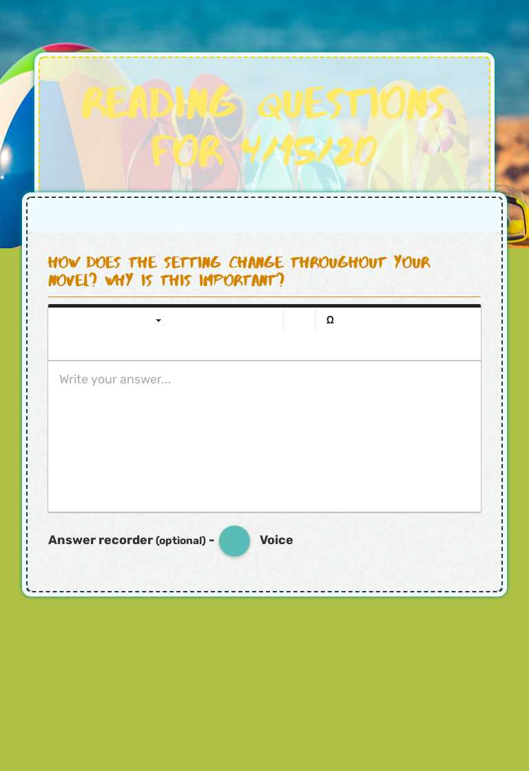 Reading questions for 4/15/20 worksheet preview image