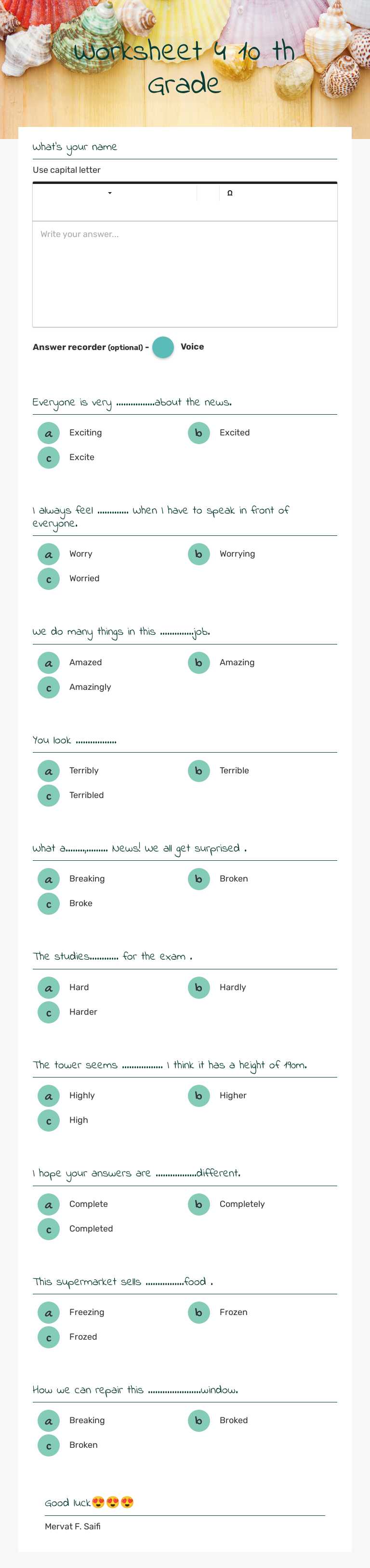 Worksheet 4             10 th Grade worksheet preview image