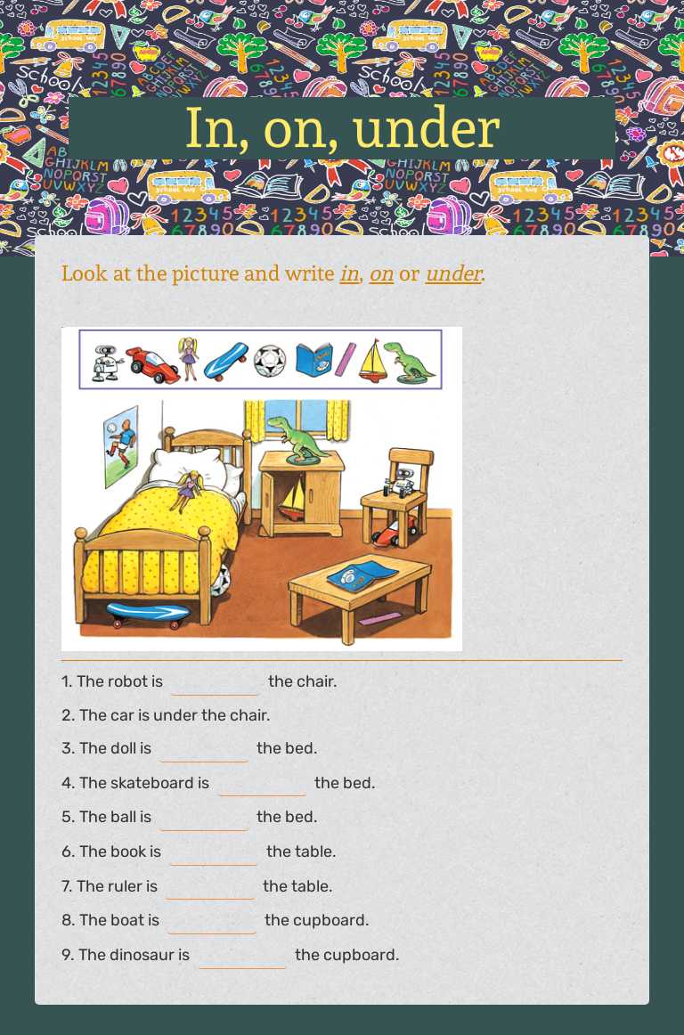 In, on, under worksheet preview image