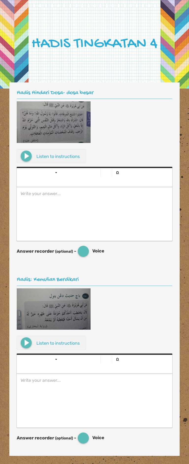 HADIS TINGKATAN 4 worksheet preview image