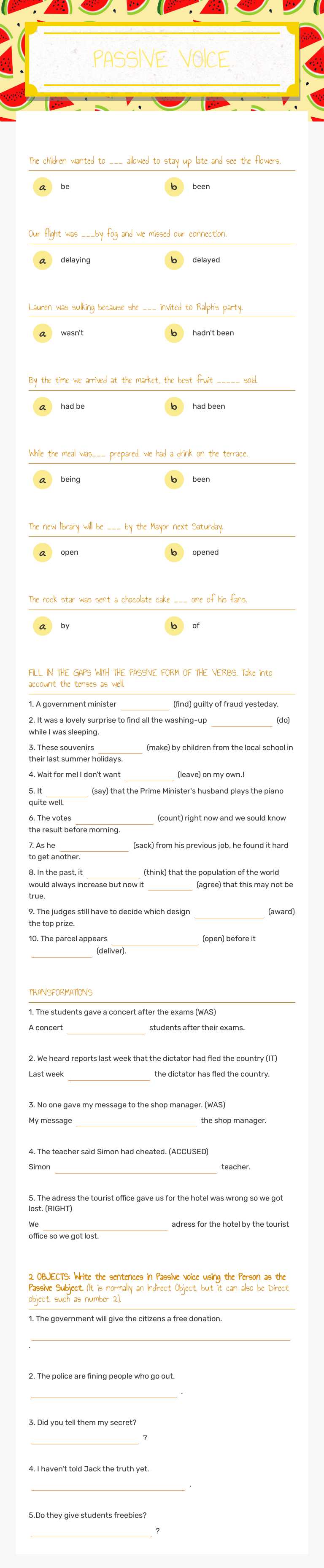 PASSIVE VOICE worksheet preview image