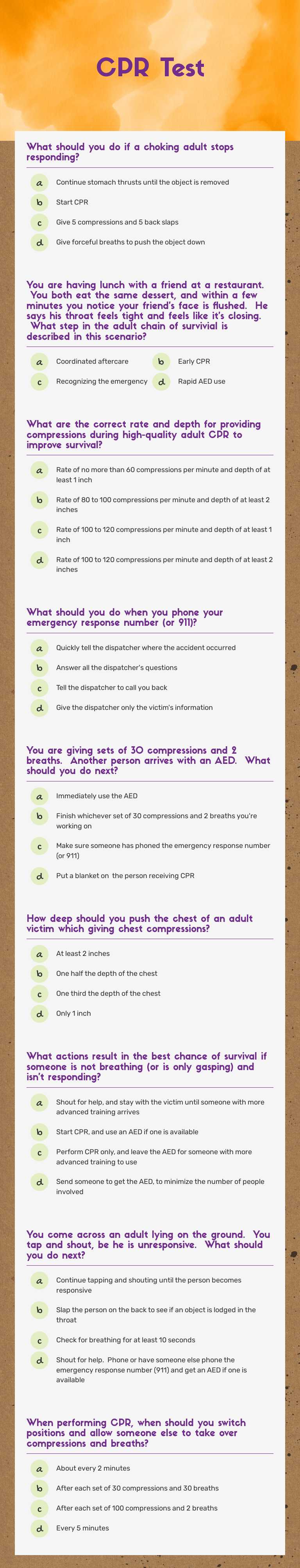 CPR Test worksheet preview image