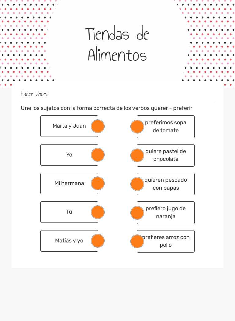 Tiendas de Alimentos worksheet preview image