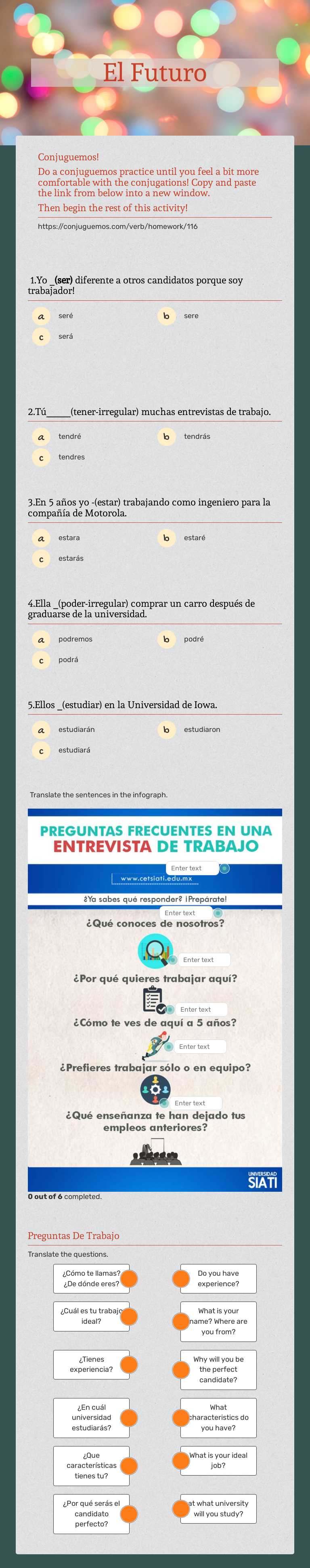 El Futuro worksheet preview image