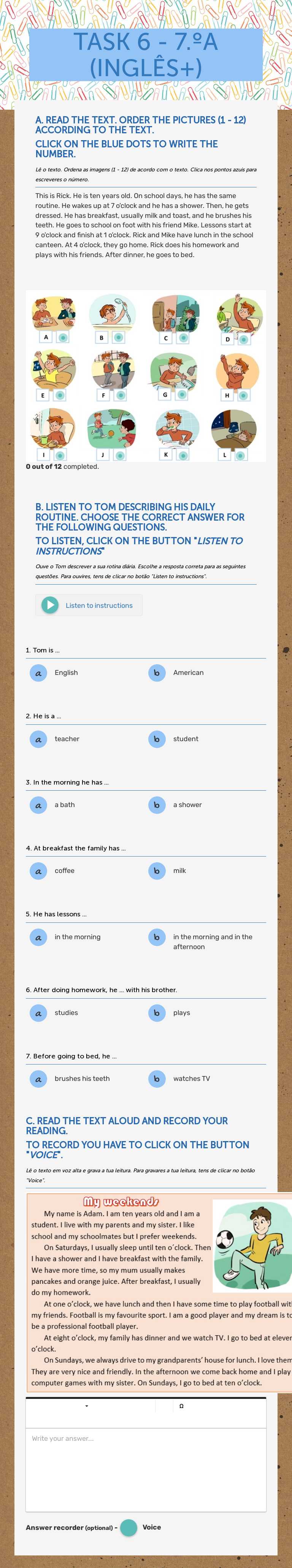 TASK 6 - 7.ºA (INGLÊS+) worksheet preview image