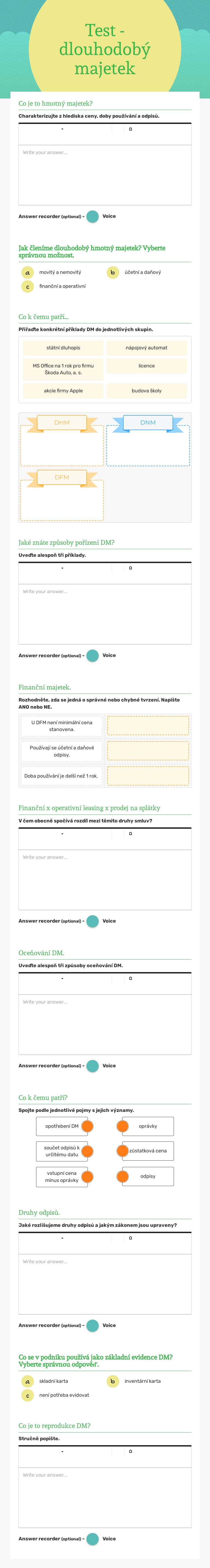 Test - dlouhodobý majetek worksheet preview image