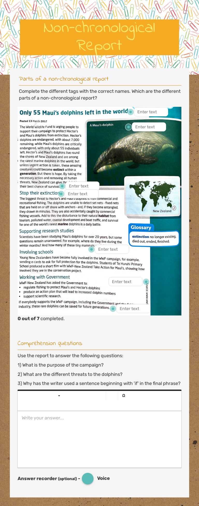 Non-chronological Report worksheet preview image