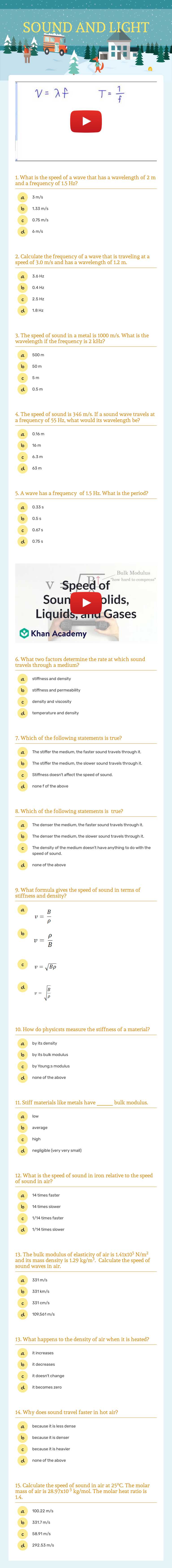 SOUND AND LIGHT worksheet preview image