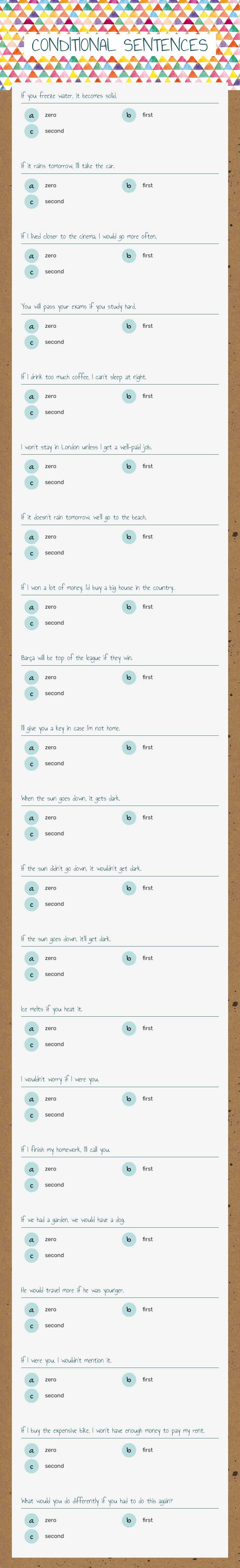 CONDITIONAL SENTENCES worksheet preview image