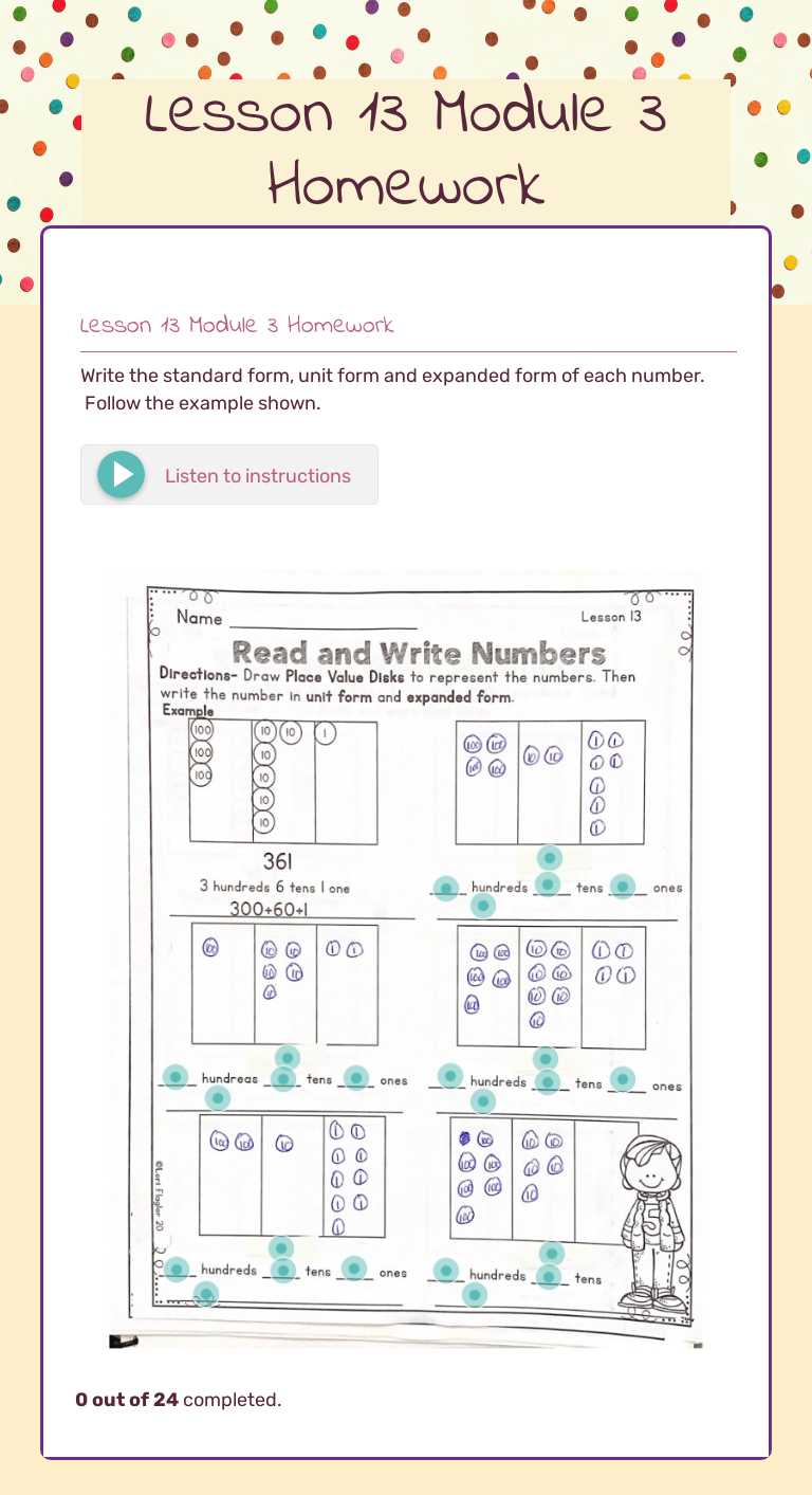 Lesson 13 Module 3 Homework by Deanna Thompson | Interactive Worksheet ...