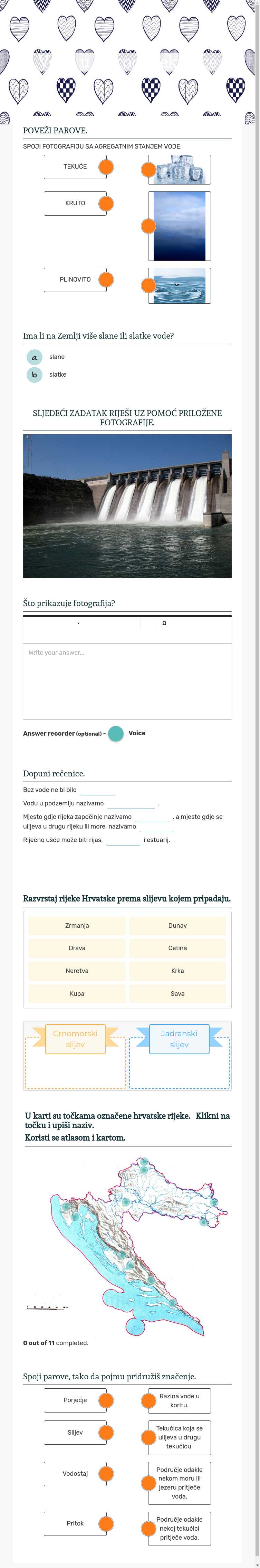 Voda u prirodi, tekućice worksheet preview image