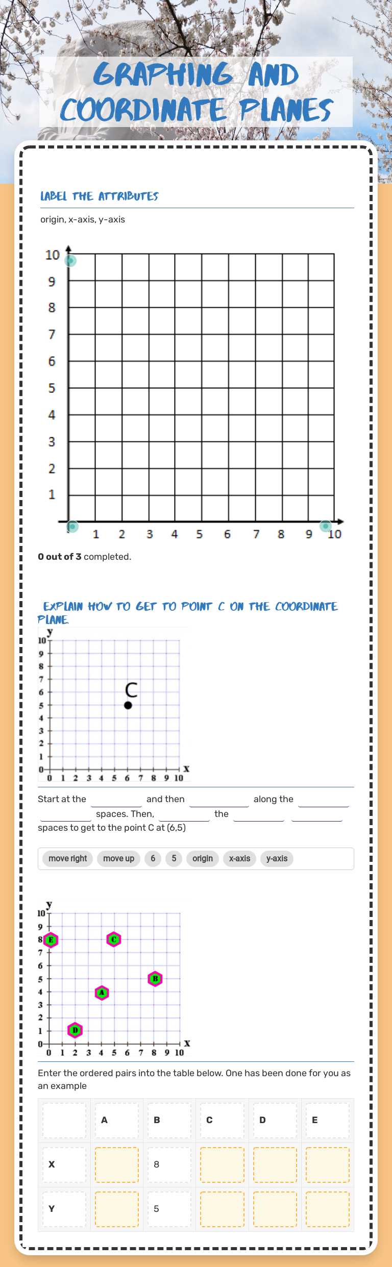 Graphing and Coordinate Planes worksheet preview image