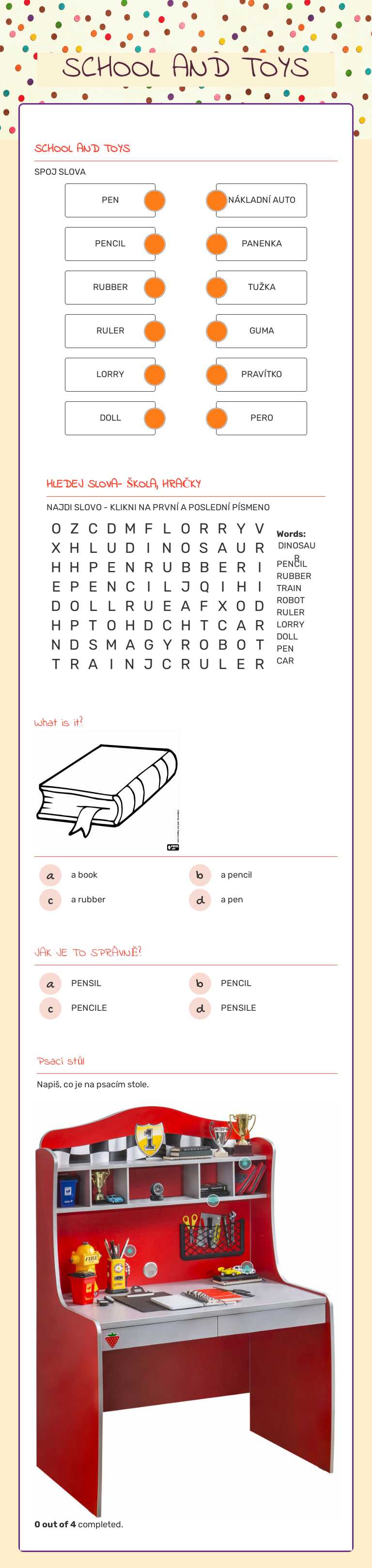 SCHOOL AND TOYS worksheet preview image